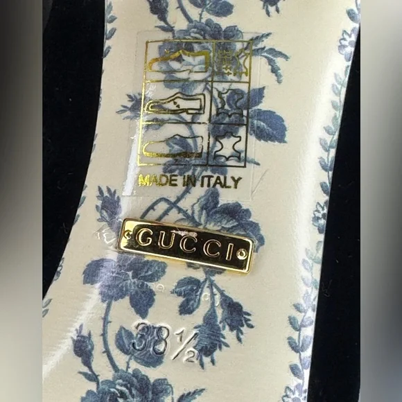 NWOB Gucci Marmont Double G Black Velvet Boots with GG Gold Logo size EU 38 1/2 - Picture 10 of 12